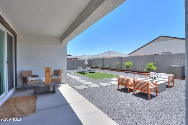 37903 W San Clemente St, Maricopa, AZ 85138 - view of patio / terrace featuring an outdoor hangout area and a fenced backyard
