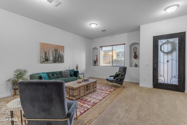 living room with carpet