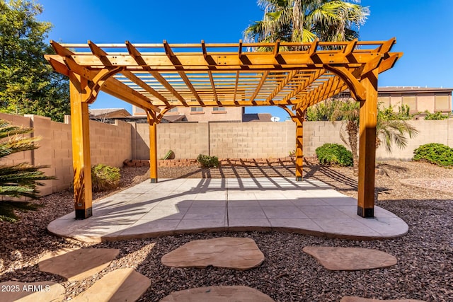 view of patio / terrace featuring a pergola