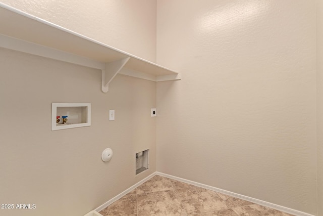 laundry area with gas dryer hookup, hookup for an electric dryer, and hookup for a washing machine