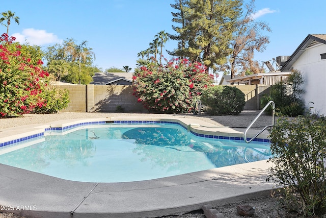 view of pool featuring a fenced backyard and a fenced in pool