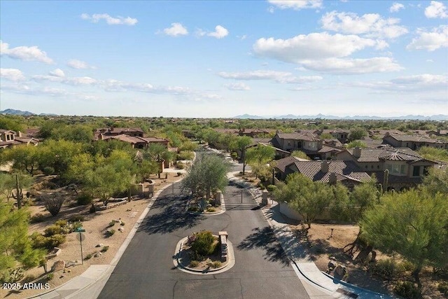 aerial perspective of suburban area featuring mountains