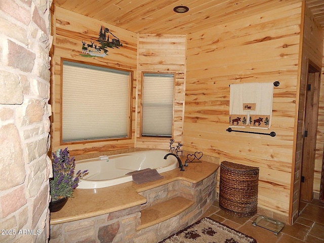 2372 Summer Loop, Forest Lakes, AZ 85931 - full bath with wooden walls, a bath, and wooden ceiling