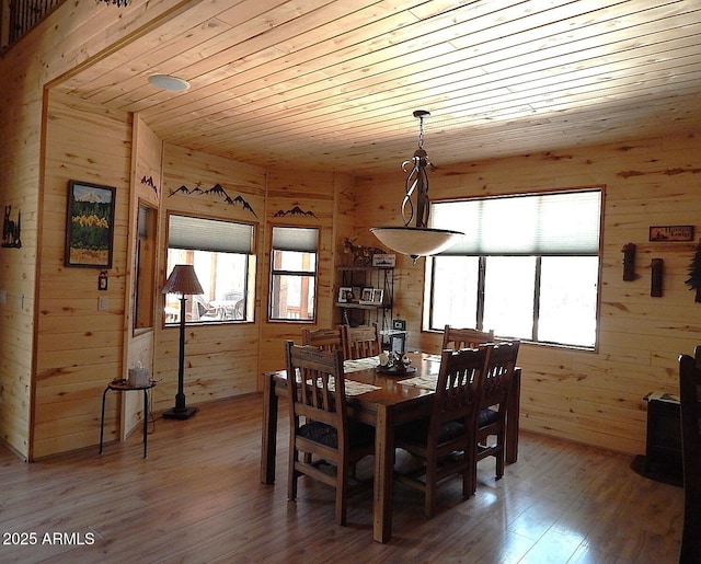 2372 Summer Loop, Forest Lakes, AZ 85931 - dining area featuring wooden walls, wood finished floors, and wooden ceiling