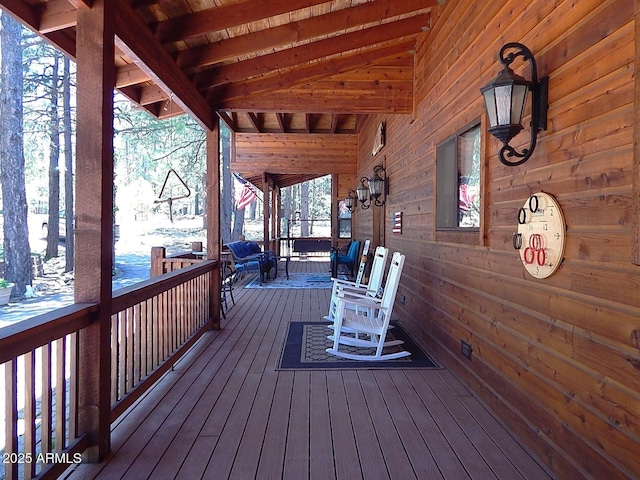 2372 Summer Loop, Forest Lakes, AZ 85931 - wooden terrace with covered porch