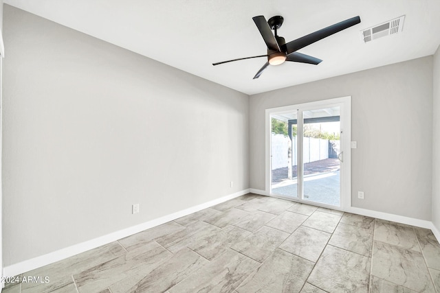 spare room featuring ceiling fan