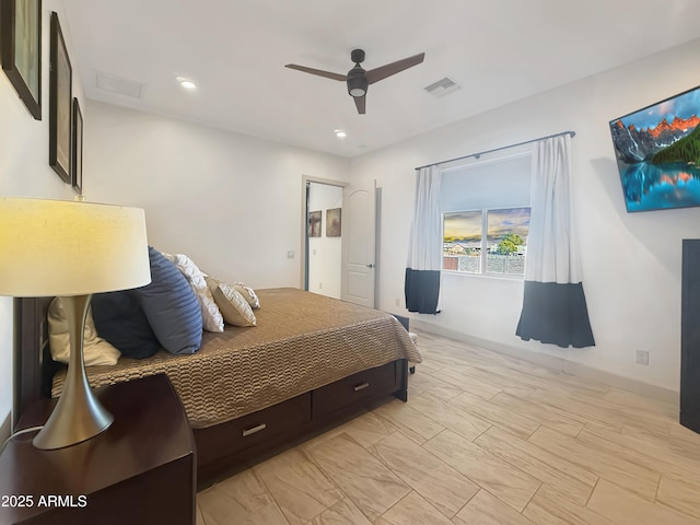 bedroom featuring ceiling fan