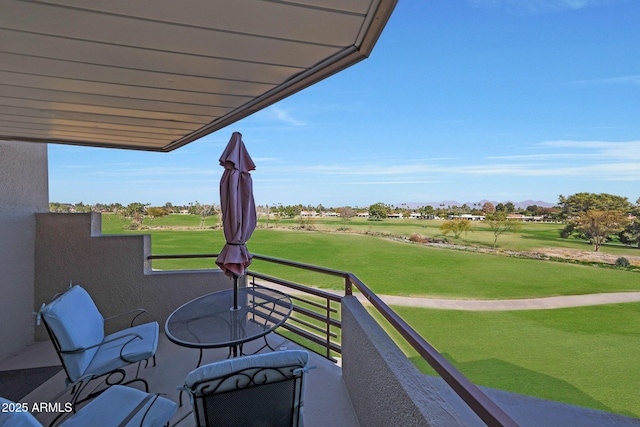 balcony featuring golf course view