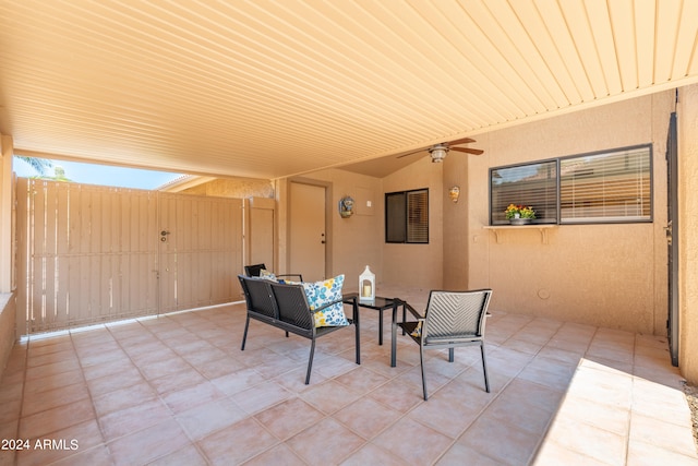 view of patio / terrace featuring an outdoor hangout area and ceiling fan