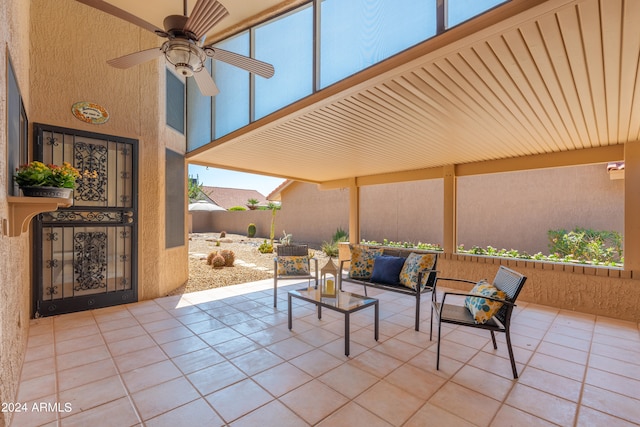 view of patio / terrace with an outdoor hangout area and ceiling fan