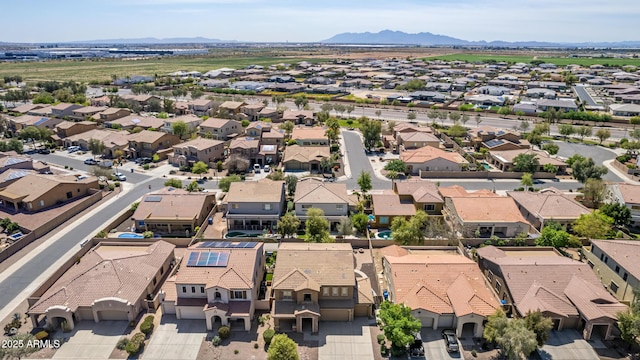 drone / aerial view with a mountain view