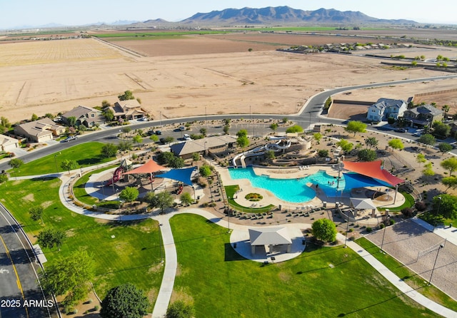 bird's eye view with a rural view and a mountain view