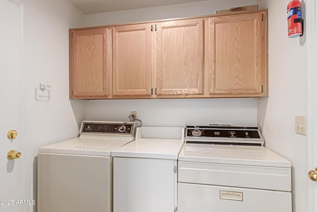 laundry room with washer and clothes dryer and cabinets