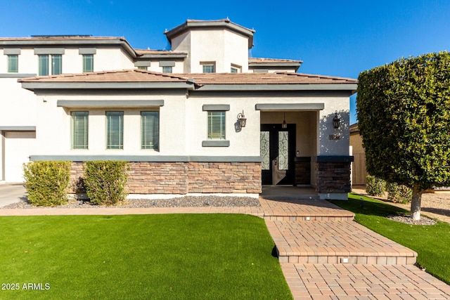 view of front of house with a front lawn