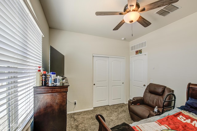 10856 E Primrose Ct, Florence, AZ 85132 - bedroom featuring visible vents, baseboards, carpet flooring, and a closet