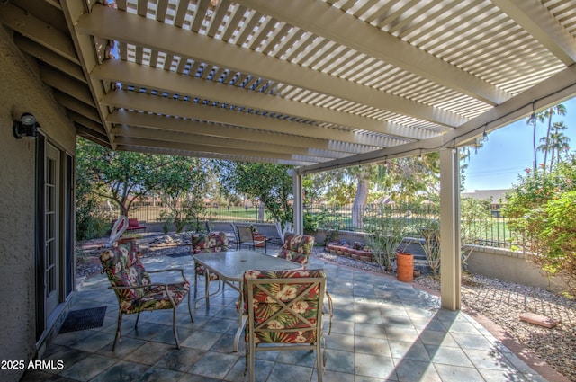 view of patio featuring a pergola