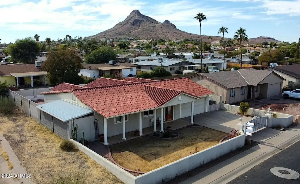 drone / aerial view with a mountain view