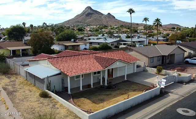 drone / aerial view with a mountain view