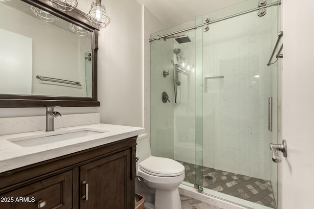 12241 N 49th Ave, Glendale, AZ 85304 - bathroom featuring a stall shower, toilet, and vanity