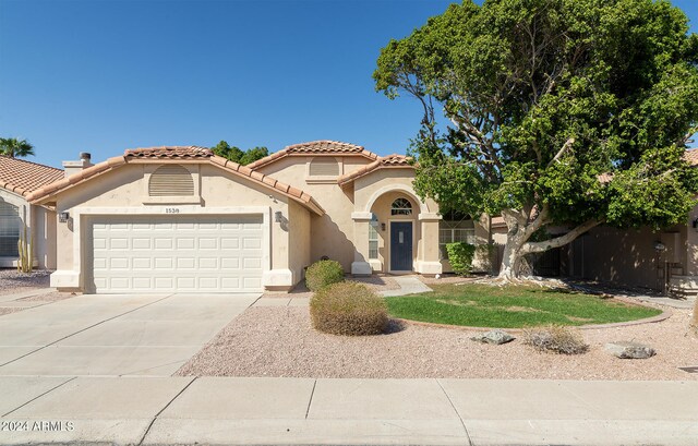 view of front of property with a garage