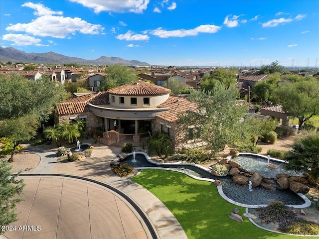 aerial view with a mountain view