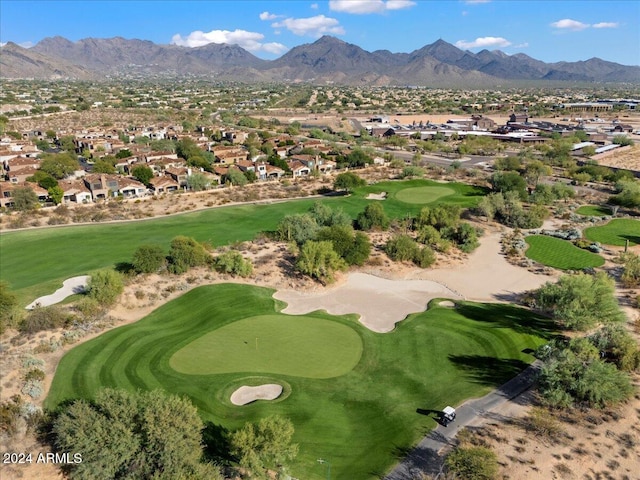 bird's eye view with a mountain view