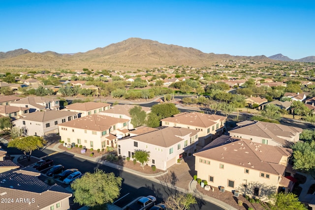 drone / aerial view featuring a mountain view