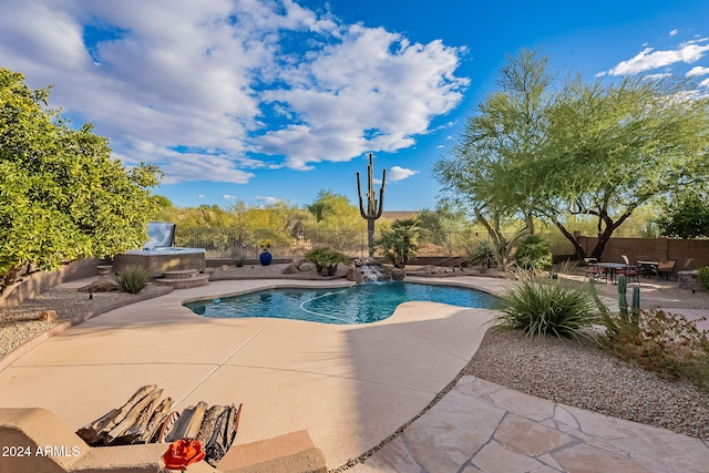 5077 E Lonesome Trl, Cave Creek, AZ 85331 - view of pool with a patio area and a fenced backyard