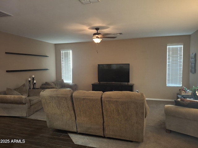 10773 W Prickly Pear Trl, Peoria, AZ 85383 - living area with ceiling fan and wood finished floors