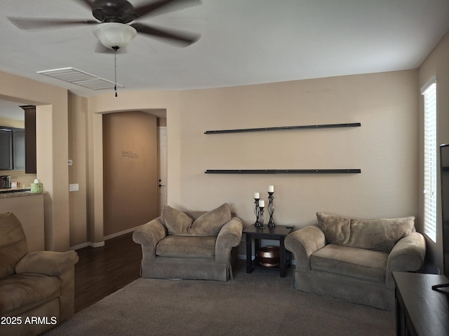 10773 W Prickly Pear Trl, Peoria, AZ 85383 - living room with a ceiling fan and wood finished floors