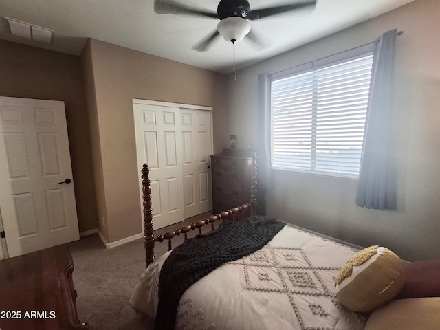 10773 W Prickly Pear Trl, Peoria, AZ 85383 - bedroom with carpet floors, a closet, and ceiling fan