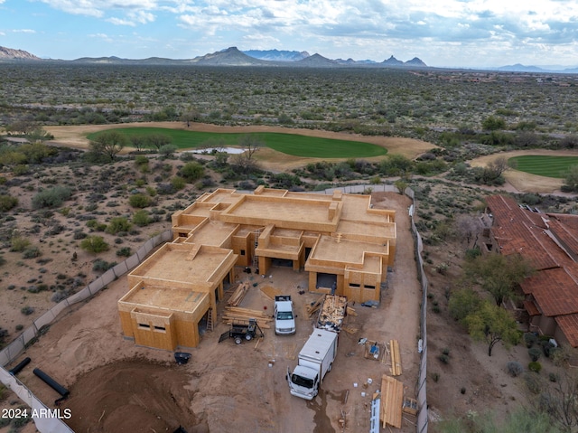 drone / aerial view with a mountain view