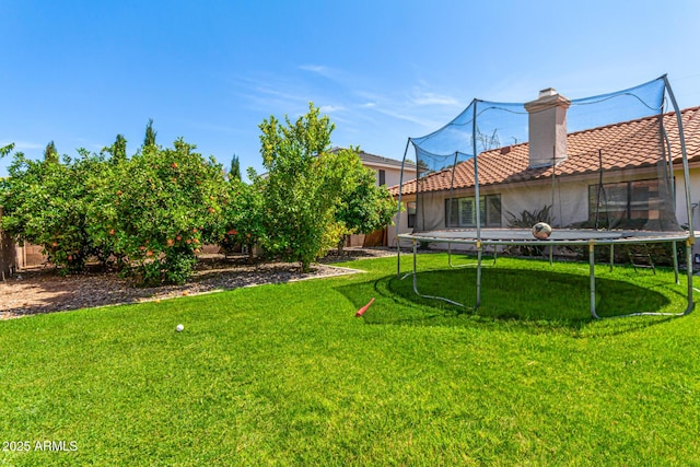 view of yard featuring a trampoline