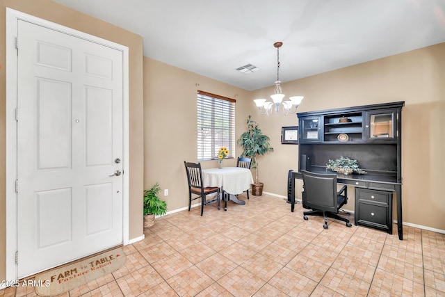 450 W Mountain Sage Dr, Phoenix, AZ 85045 - office area with a chandelier and baseboards