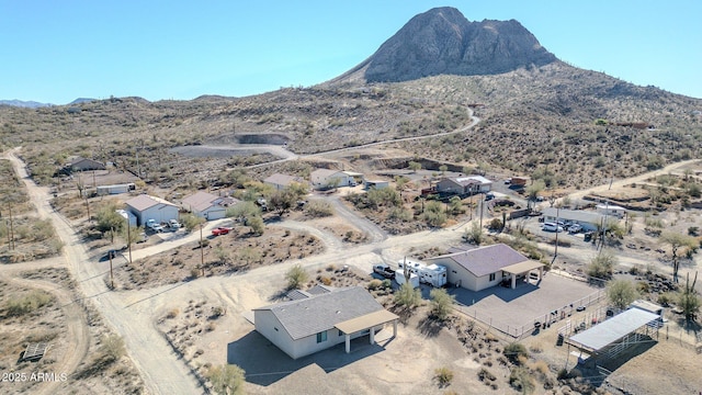 drone / aerial view with a mountain view