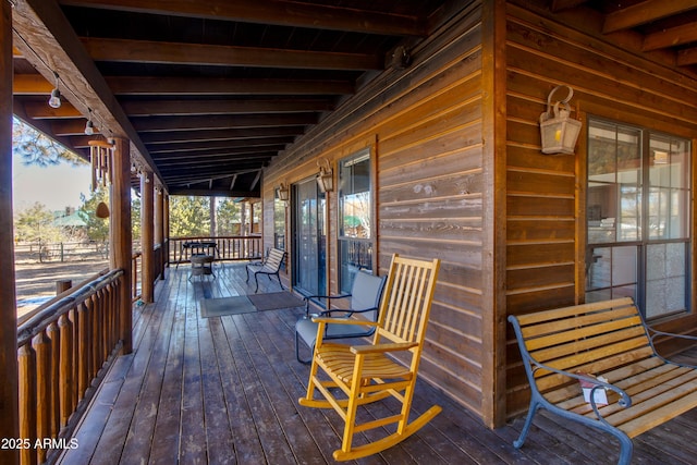 deck with covered porch