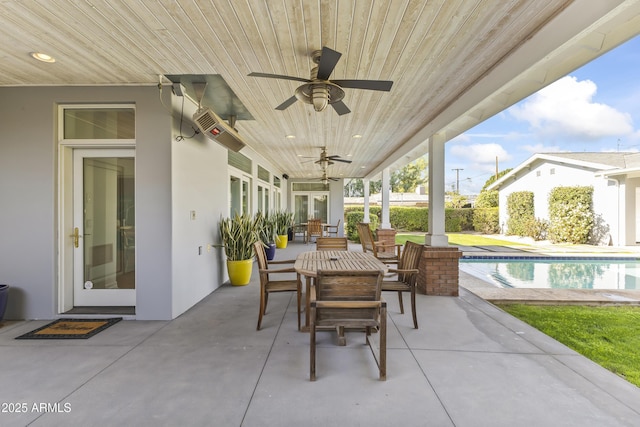 view of patio / terrace with french doors and ceiling fan