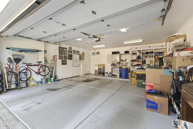 garage with a garage door opener