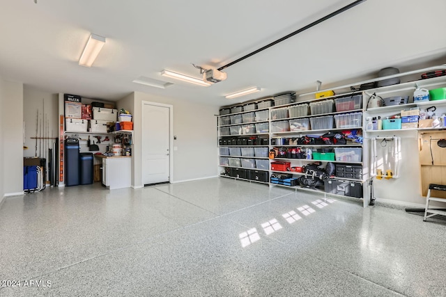 garage with a garage door opener