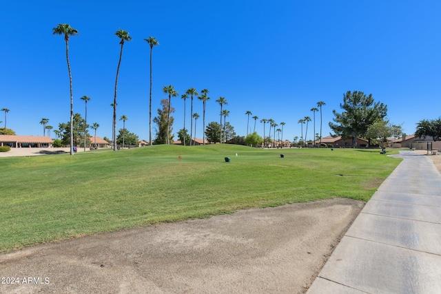 view of property's community featuring a yard