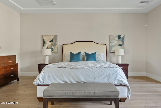 bedroom featuring light hardwood / wood-style flooring