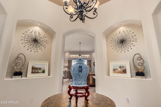 3166 N 158th Ave, Goodyear, AZ 85395 - hall featuring arched walkways and a chandelier