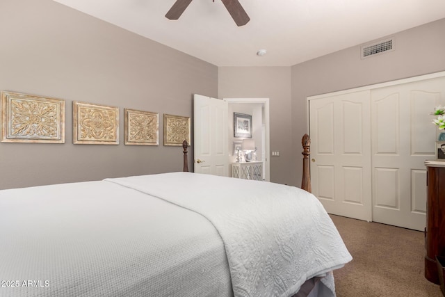 3166 N 158th Ave, Goodyear, AZ 85395 - bedroom featuring carpet, a closet, and a ceiling fan