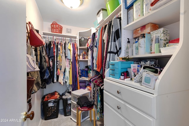 spacious closet with carpet flooring