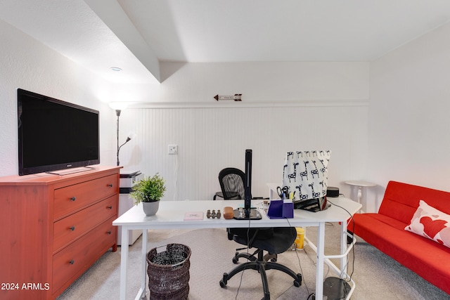 office featuring light colored carpet