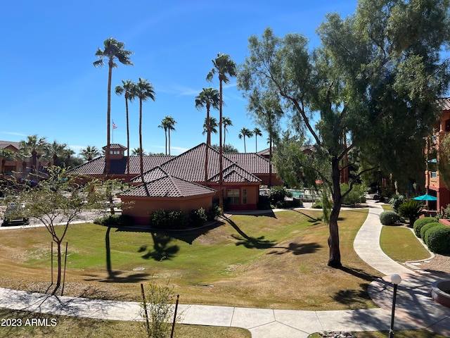 view of home's community with a lawn