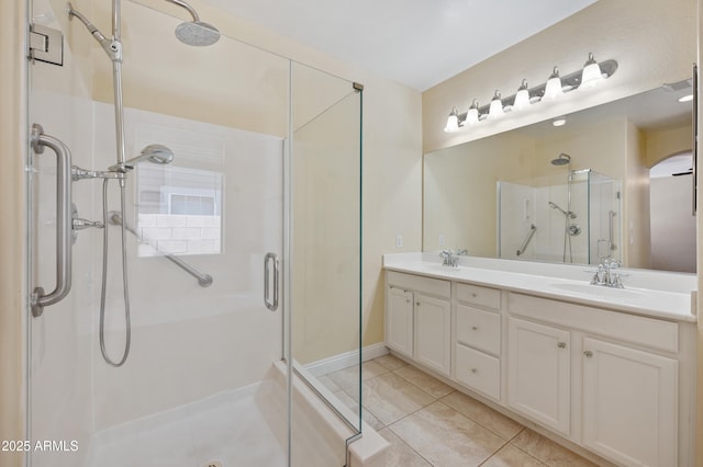 21017 W Edith Way, Buckeye, AZ 85396 - full bath with a stall shower, double vanity, and tile patterned flooring