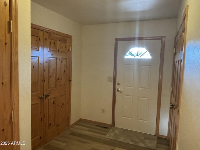 foyer with wood-type flooring