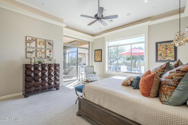 8248 E Arroyo Hondo Rd, Scottsdale, AZ 85266 - bedroom featuring access to outside, carpet flooring, ceiling fan, and baseboards