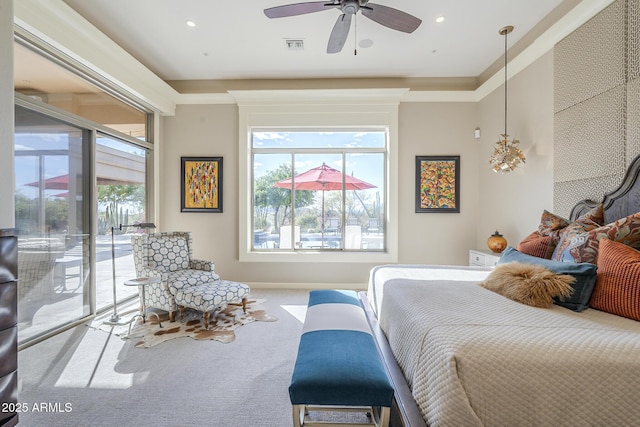8248 E Arroyo Hondo Rd, Scottsdale, AZ 85266 - bedroom with access to exterior, carpet, crown molding, and baseboards